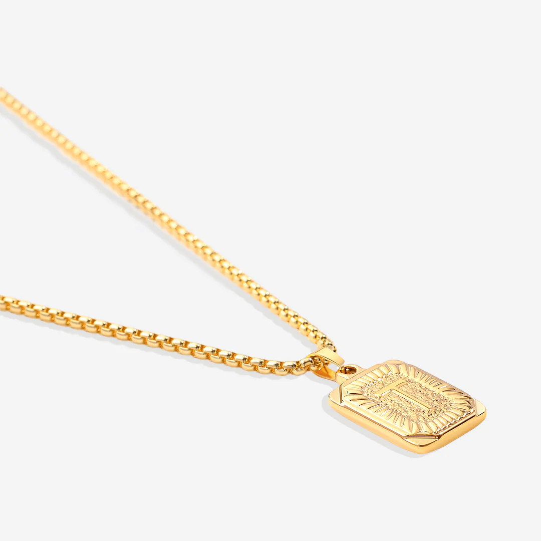 Initial Card Pendant Necklace with Rolo Chain - Image 5