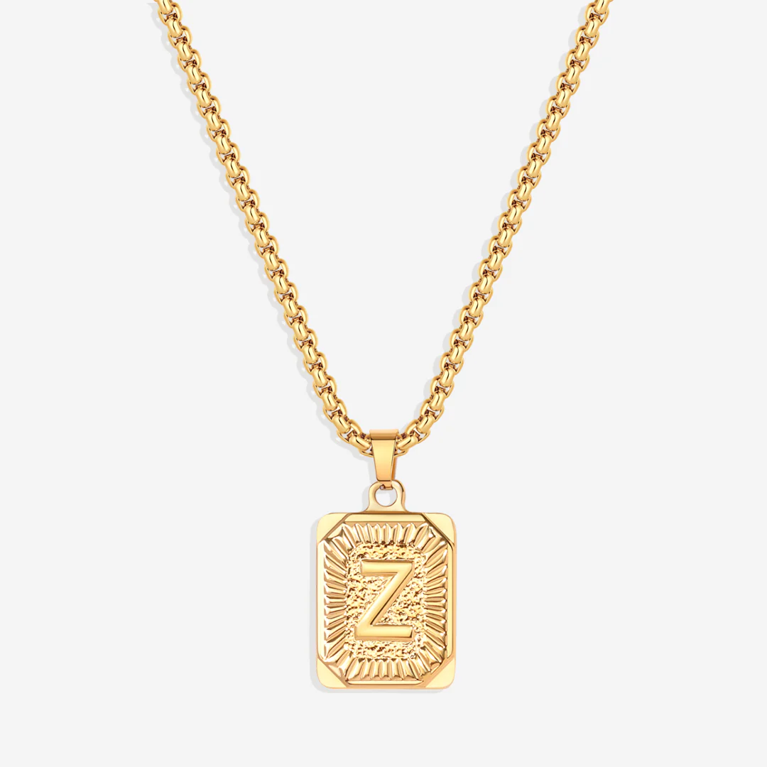 Initial Card Pendant Necklace with Rolo Chain - Image 58