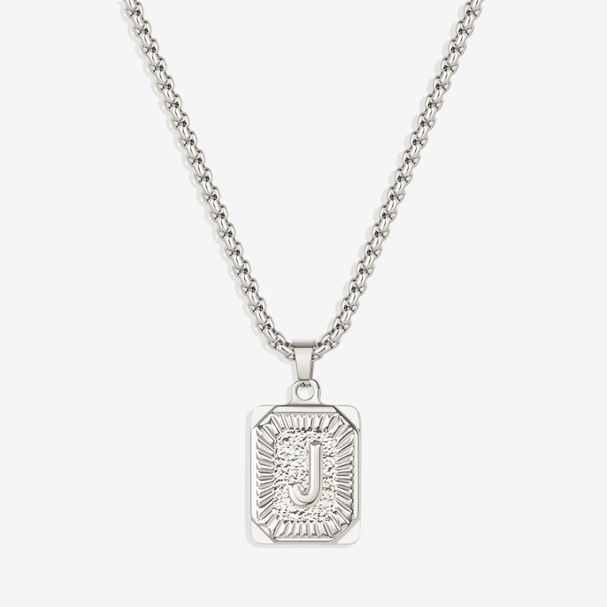 Initial Card Pendant Necklace with Rolo Chain - Image 60