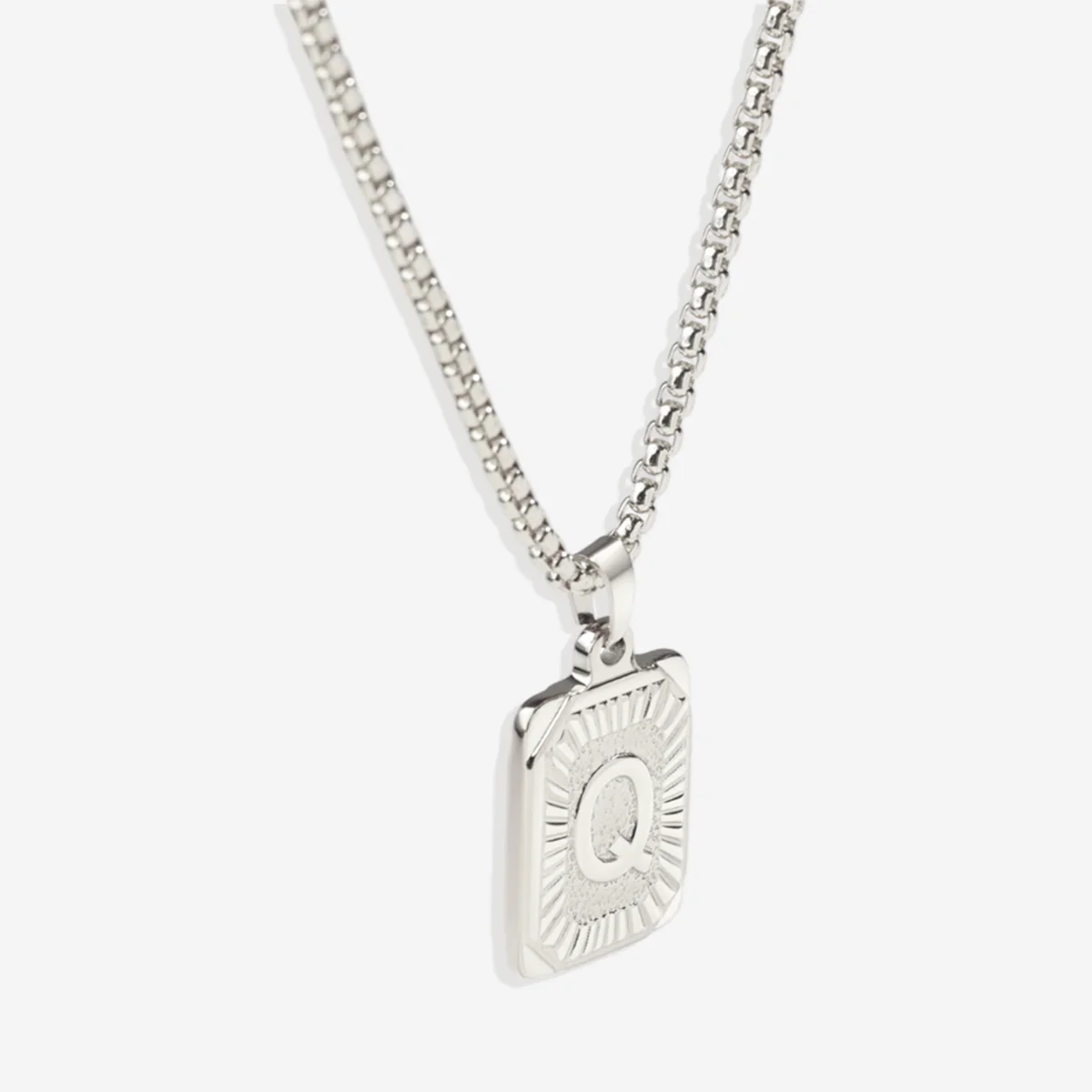 Initial Card Pendant Necklace with Rolo Chain - Image 61