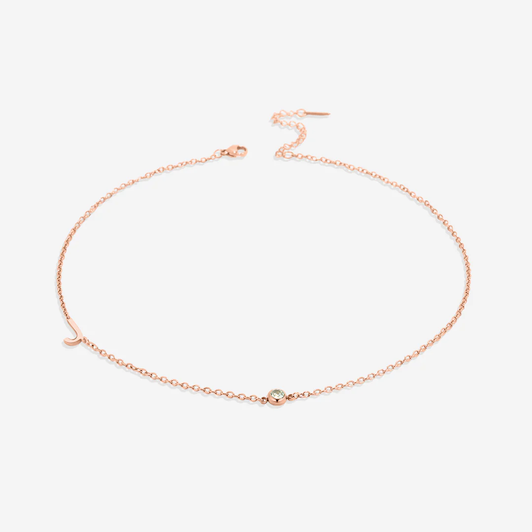Initial Necklace with Birthstone Accent - Image 67
