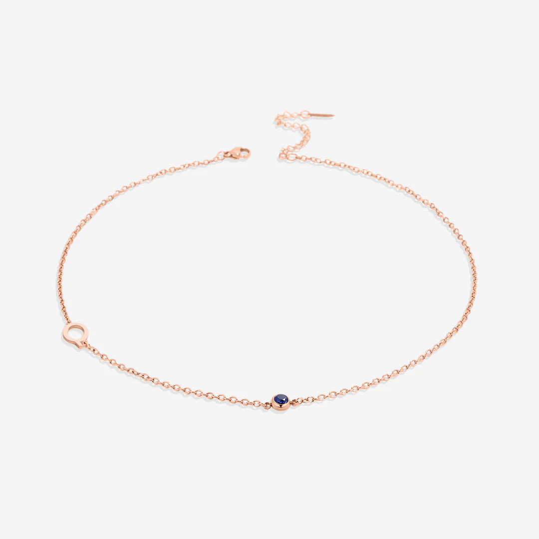 Initial Necklace with Birthstone Accent - Image 68