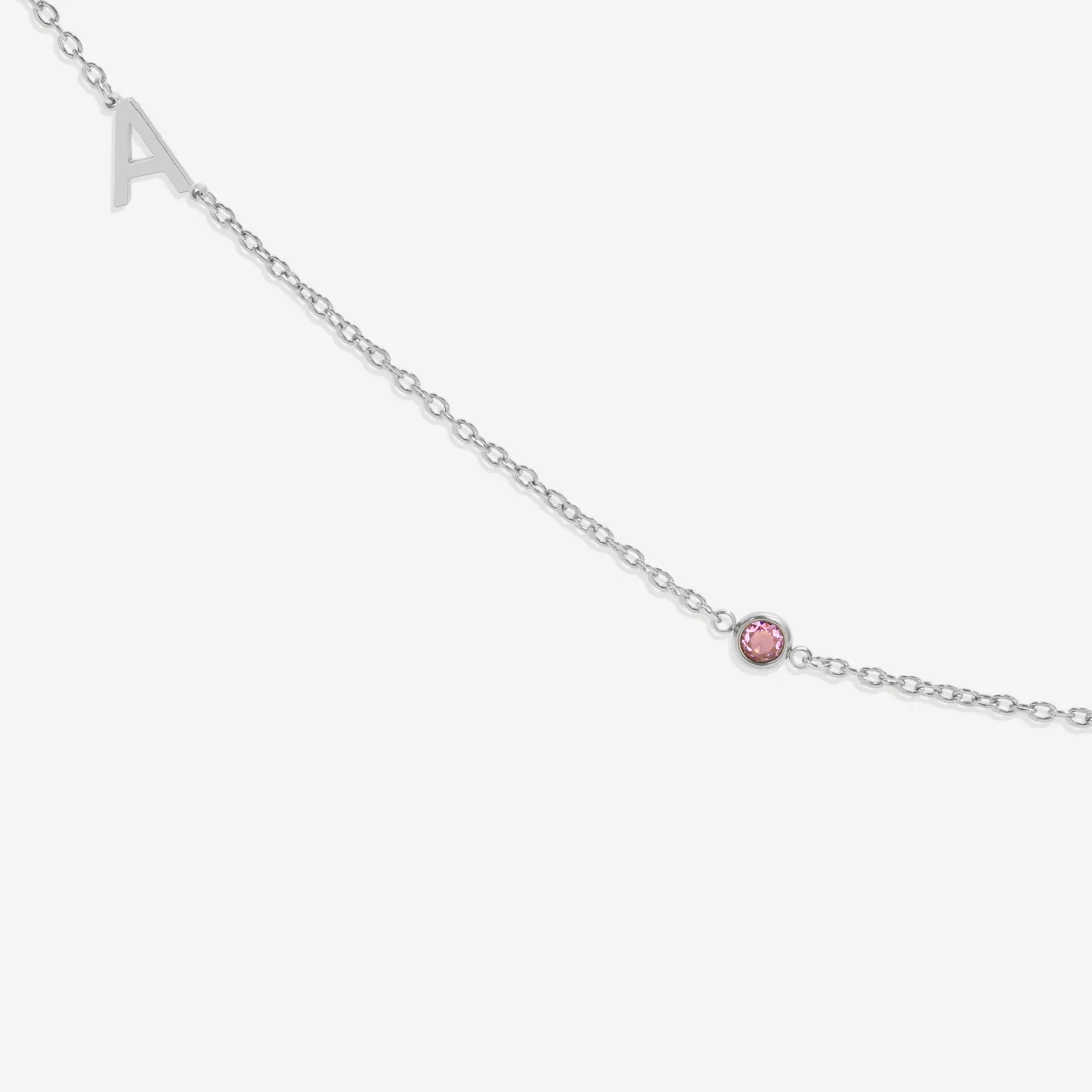 Initial Necklace with Birthstone Accent - Image 92