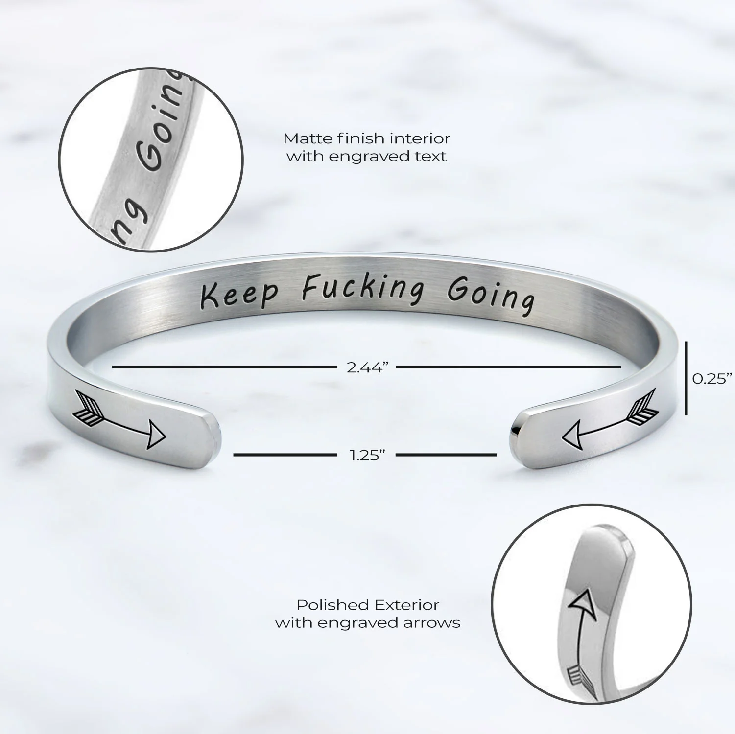 Keep Fucking Going Personalizable Cuff Bracelet - Image 10