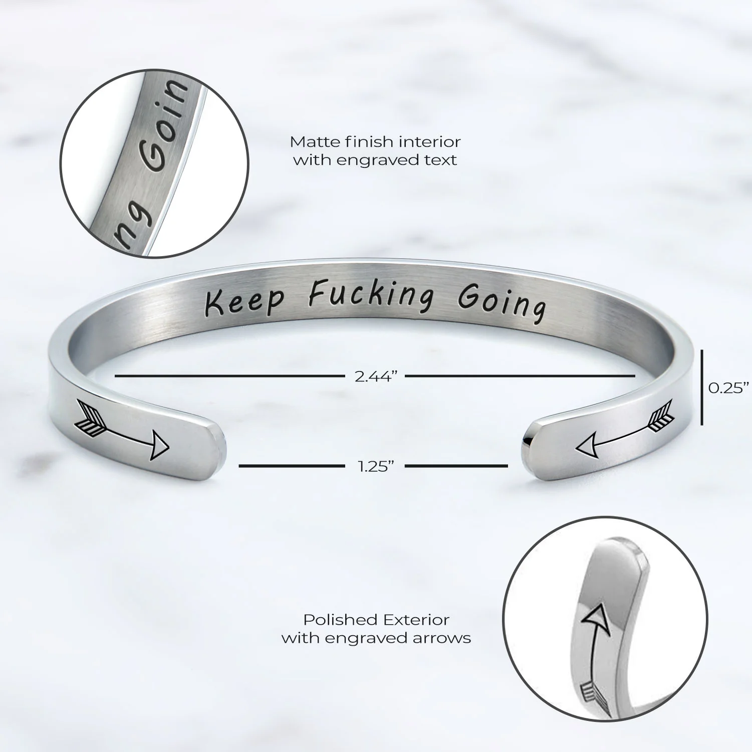 Keep Fucking Going Personalizable Cuff Bracelet - Image 17