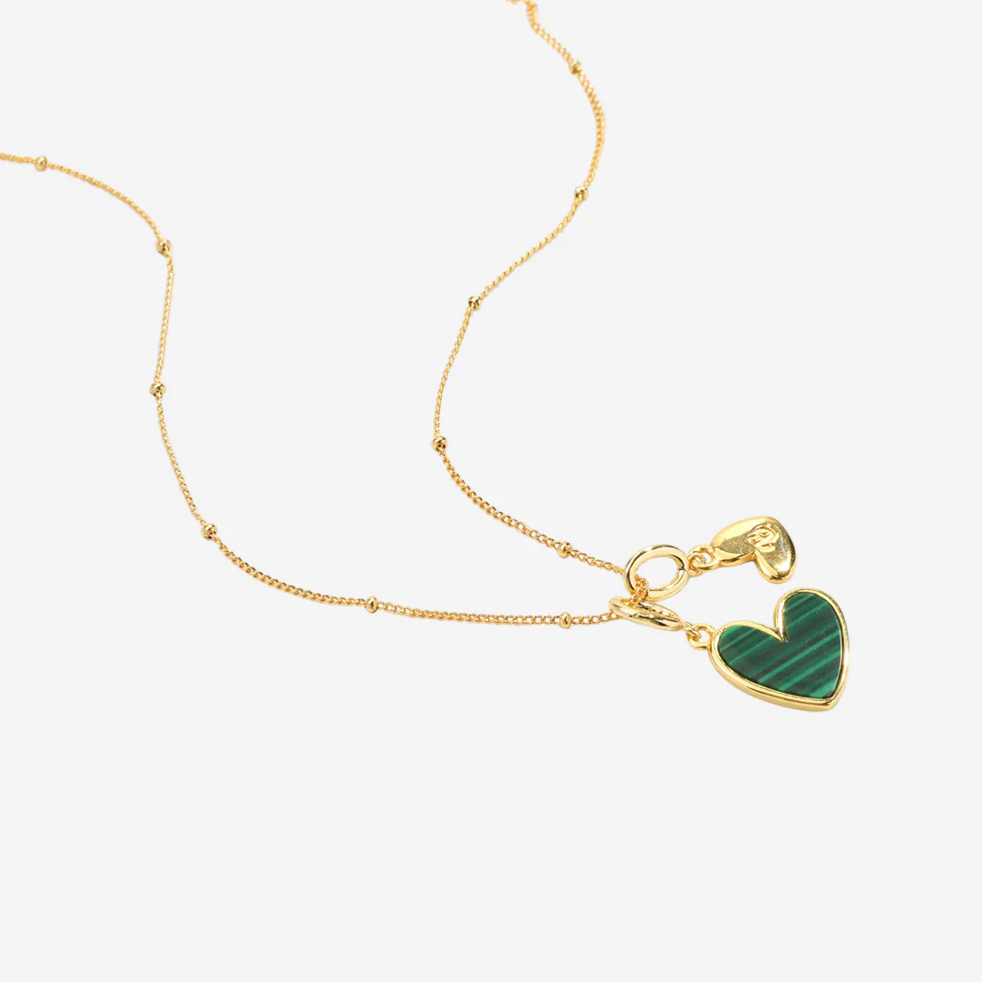 Malachite Heart Initial Necklace - Image 4