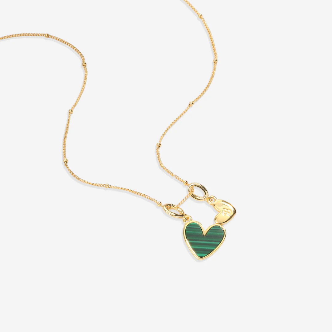 Malachite Heart Initial Necklace - Image 8