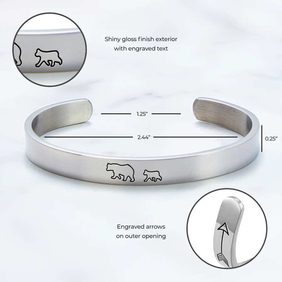 Mama Bear & Her Baby Bears Engraved Cuff Bracelet - Image 10