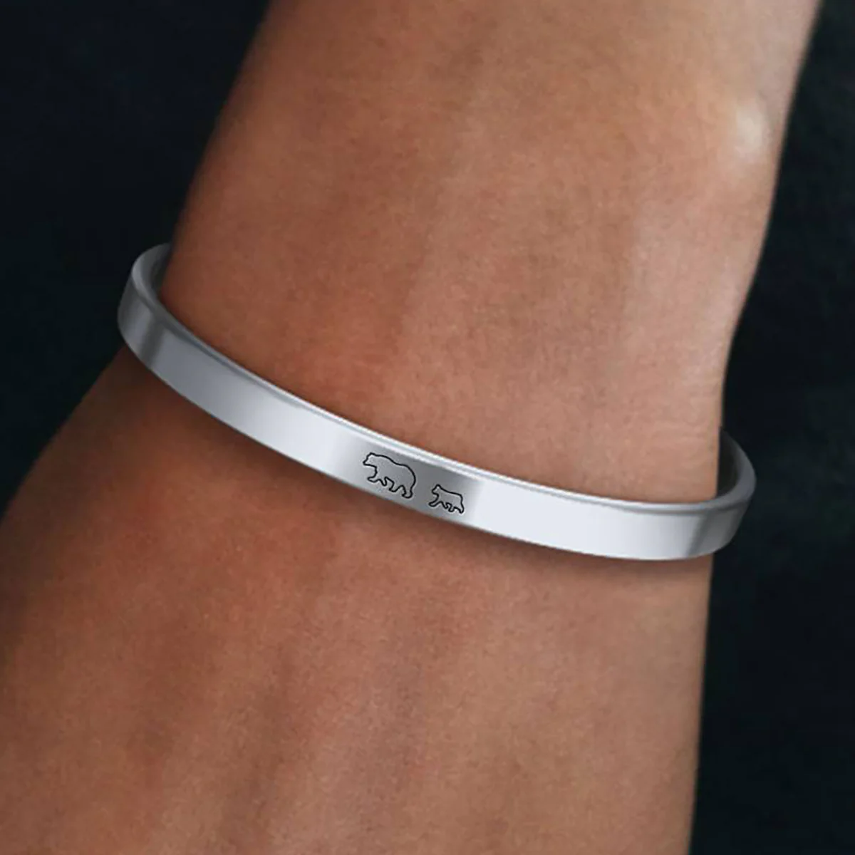 Mama Bear & Her Baby Bears Engraved Cuff Bracelet - Image 113
