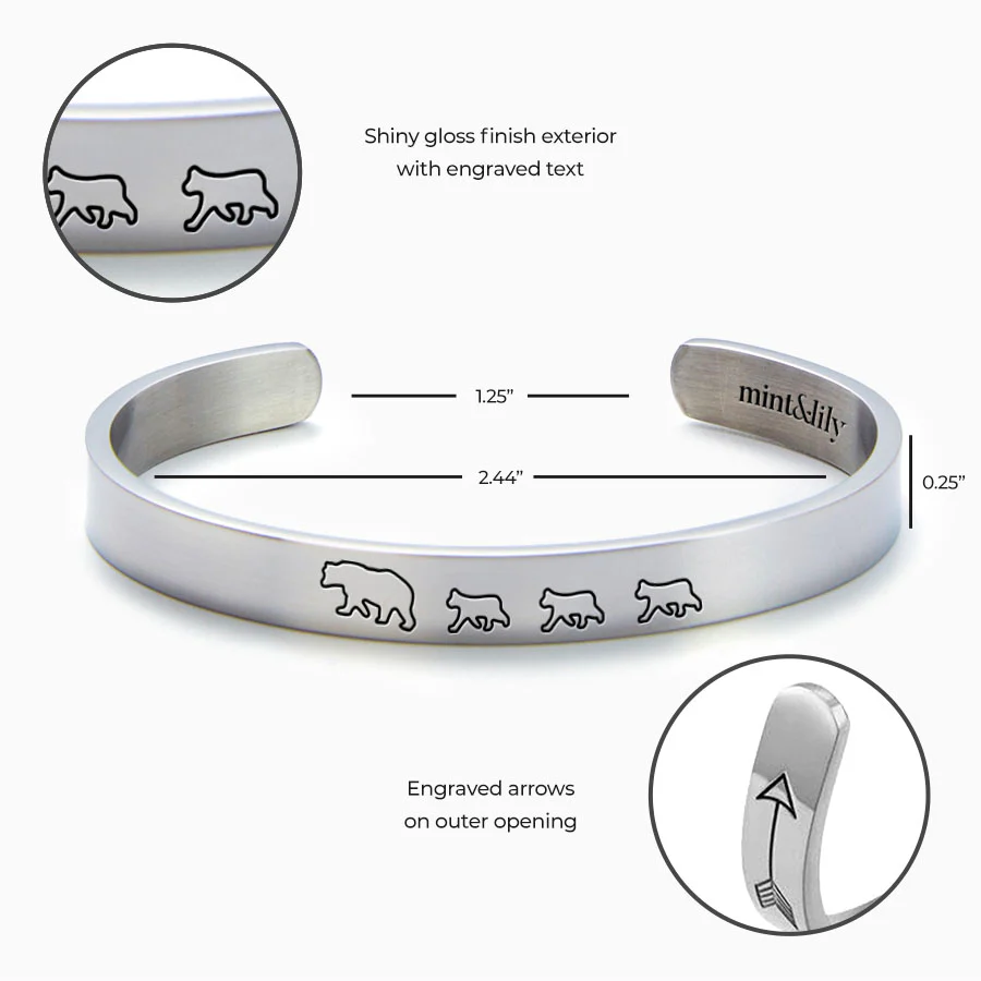 Mama Bear & Her Baby Bears Engraved Cuff Bracelet - Image 117