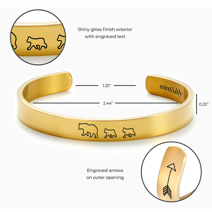 Mama Bear & Her Baby Bears Engraved Cuff Bracelet - Image 124