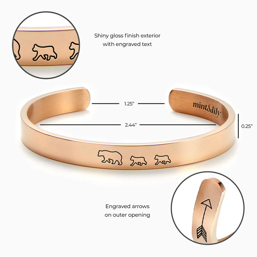 Mama Bear & Her Baby Bears Engraved Cuff Bracelet - Image 126