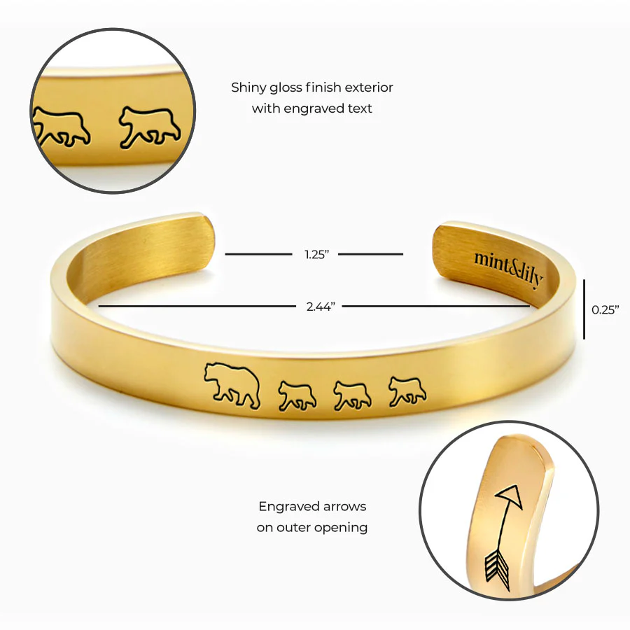 Mama Bear & Her Baby Bears Engraved Cuff Bracelet - Image 130