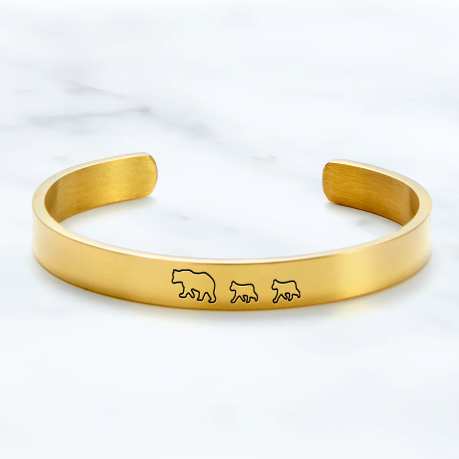 Mama Bear & Her Baby Bears Engraved Cuff Bracelet - Image 21