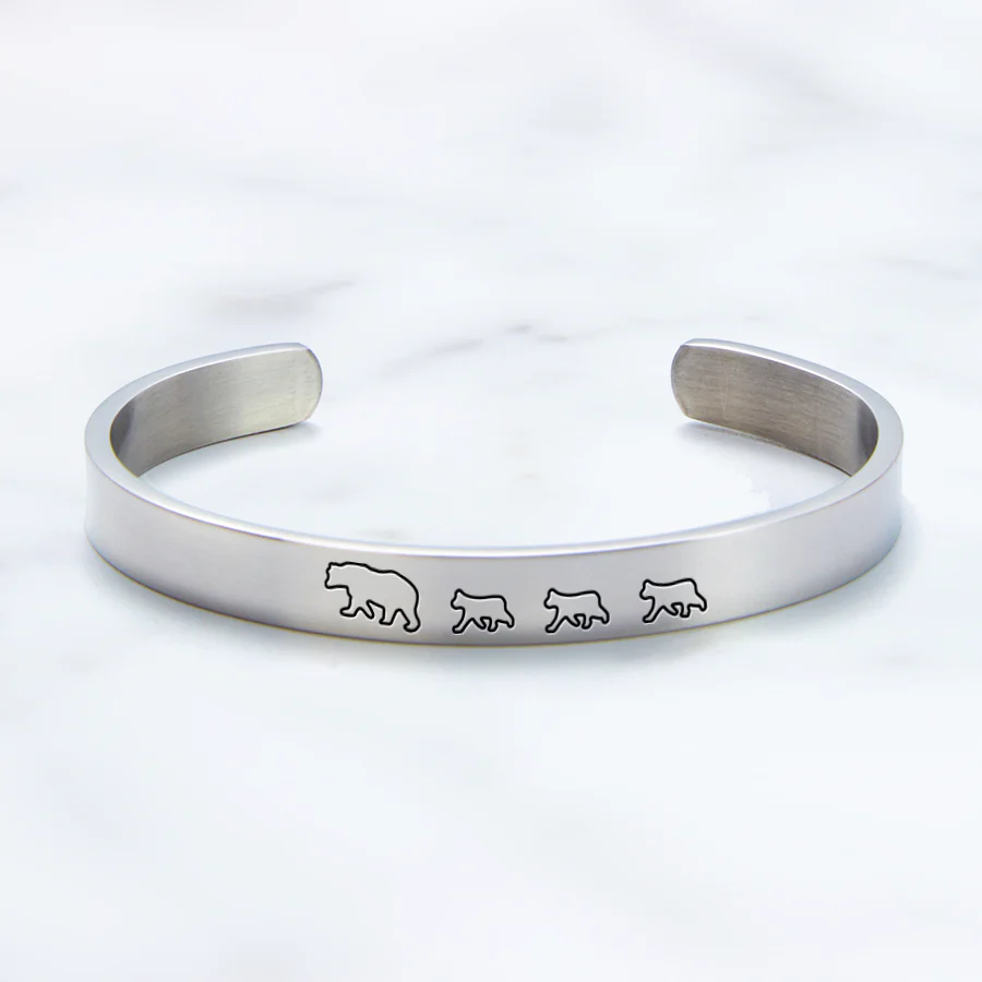 Mama Bear & Her Baby Bears Engraved Cuff Bracelet - Image 24