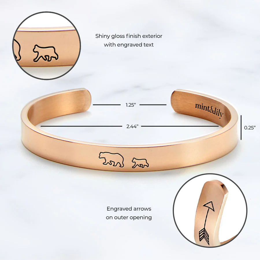 Mama Bear & Her Baby Bears Engraved Cuff Bracelet - Image 34