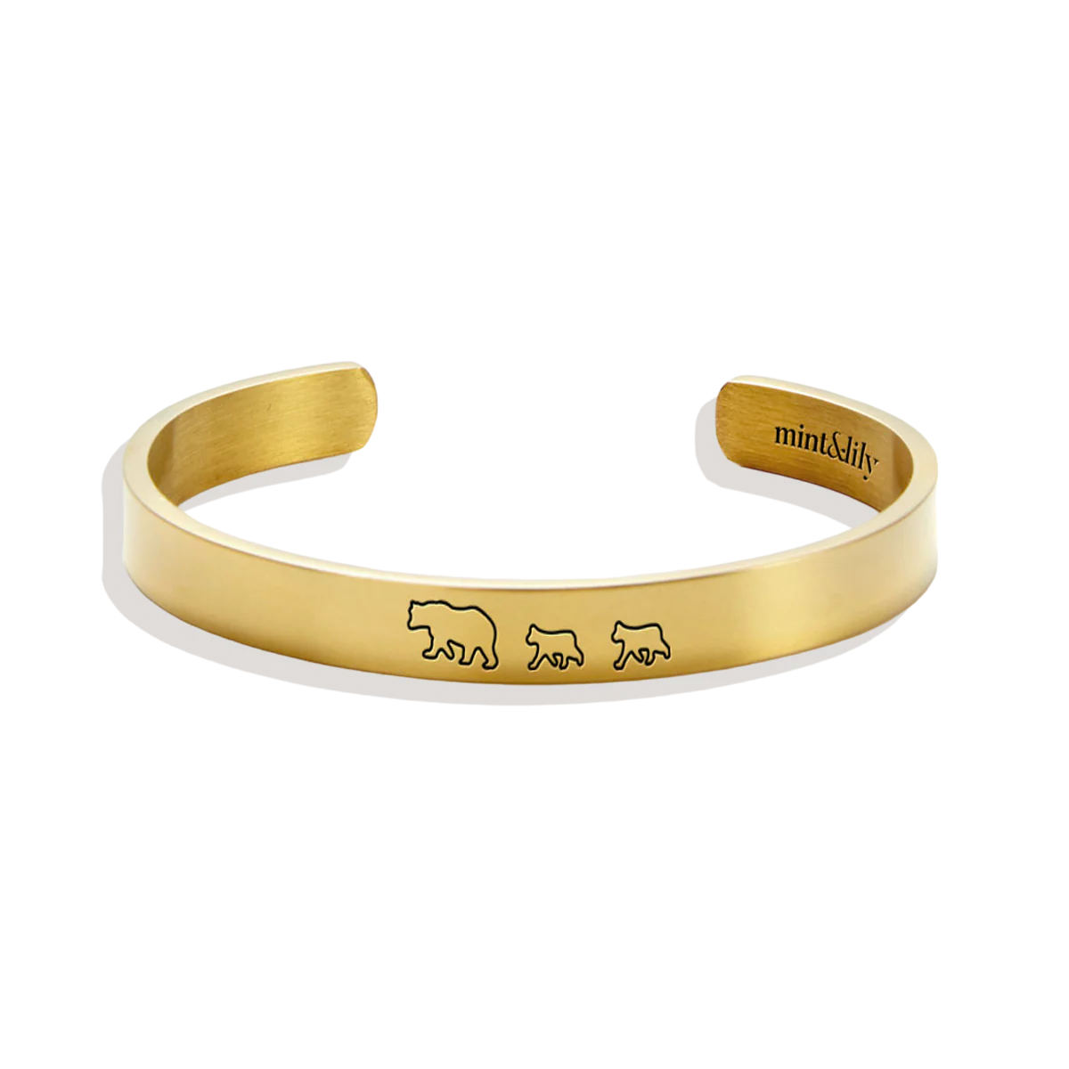 Mama Bear & Her Baby Bears Engraved Cuff Bracelet - Image 4