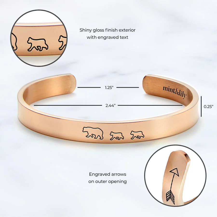 Mama Bear & Her Baby Bears Engraved Cuff Bracelet - Image 56