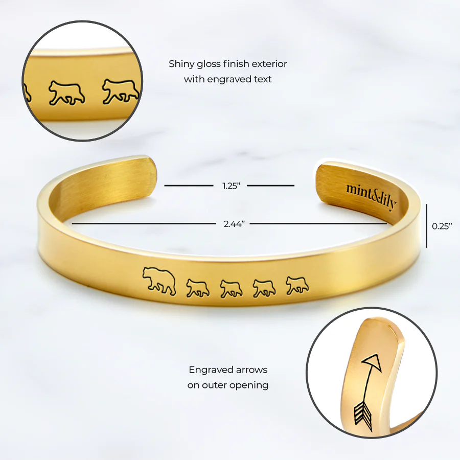 Mama Bear & Her Baby Bears Engraved Cuff Bracelet - Image 79