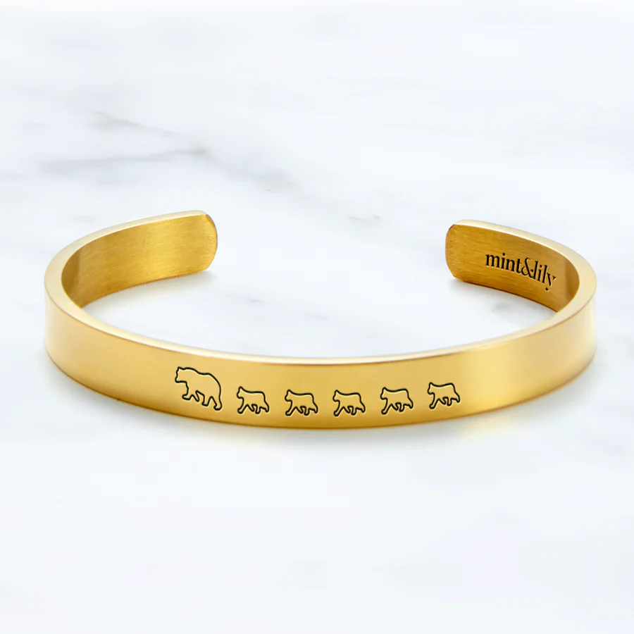Mama Bear & Her Baby Bears Engraved Cuff Bracelet - Image 88