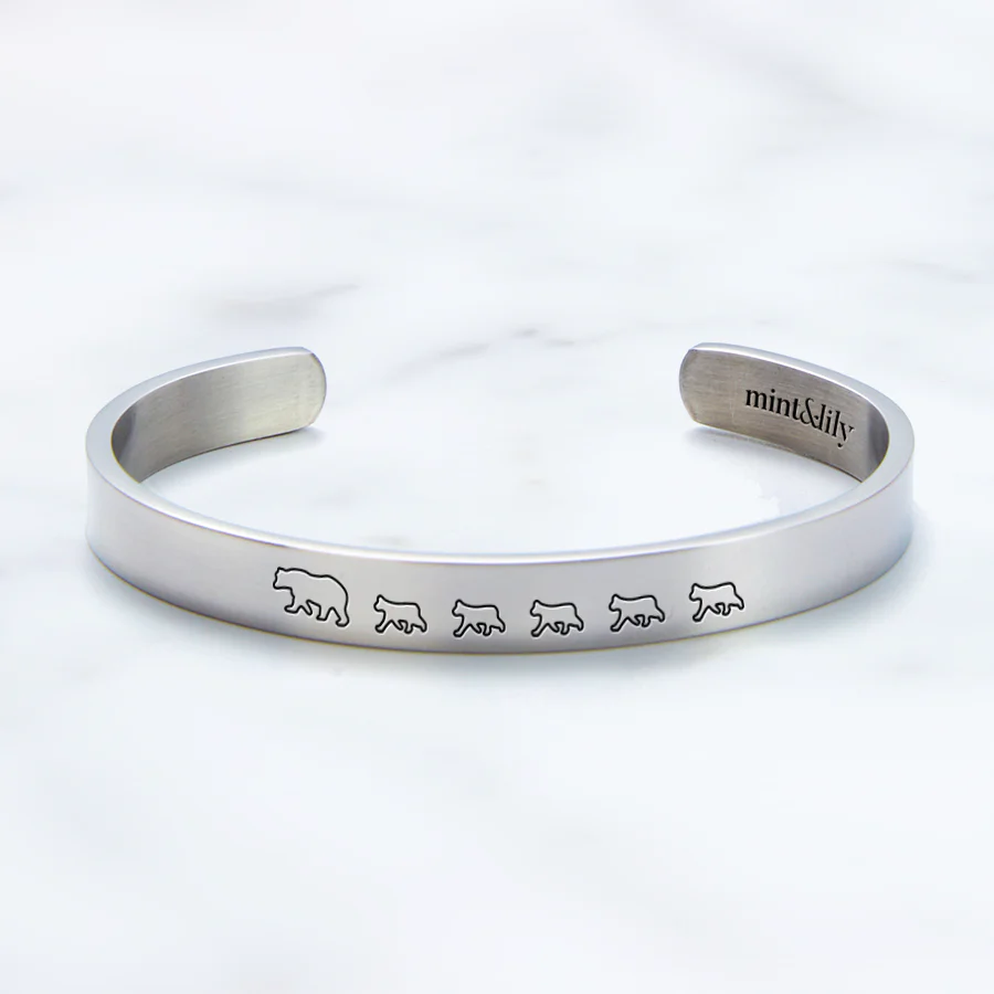 Mama Bear & Her Baby Bears Engraved Cuff Bracelet - Image 92