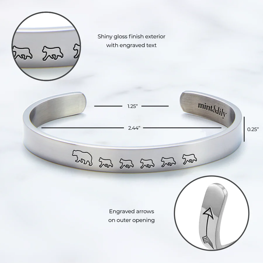 Mama Bear & Her Baby Bears Engraved Cuff Bracelet - Image 93