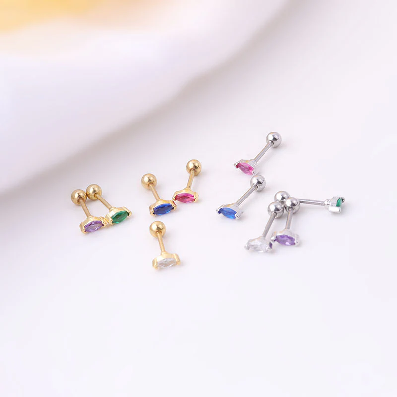 Marquis Gemstone Sleeper Stud Earrings - Image 6