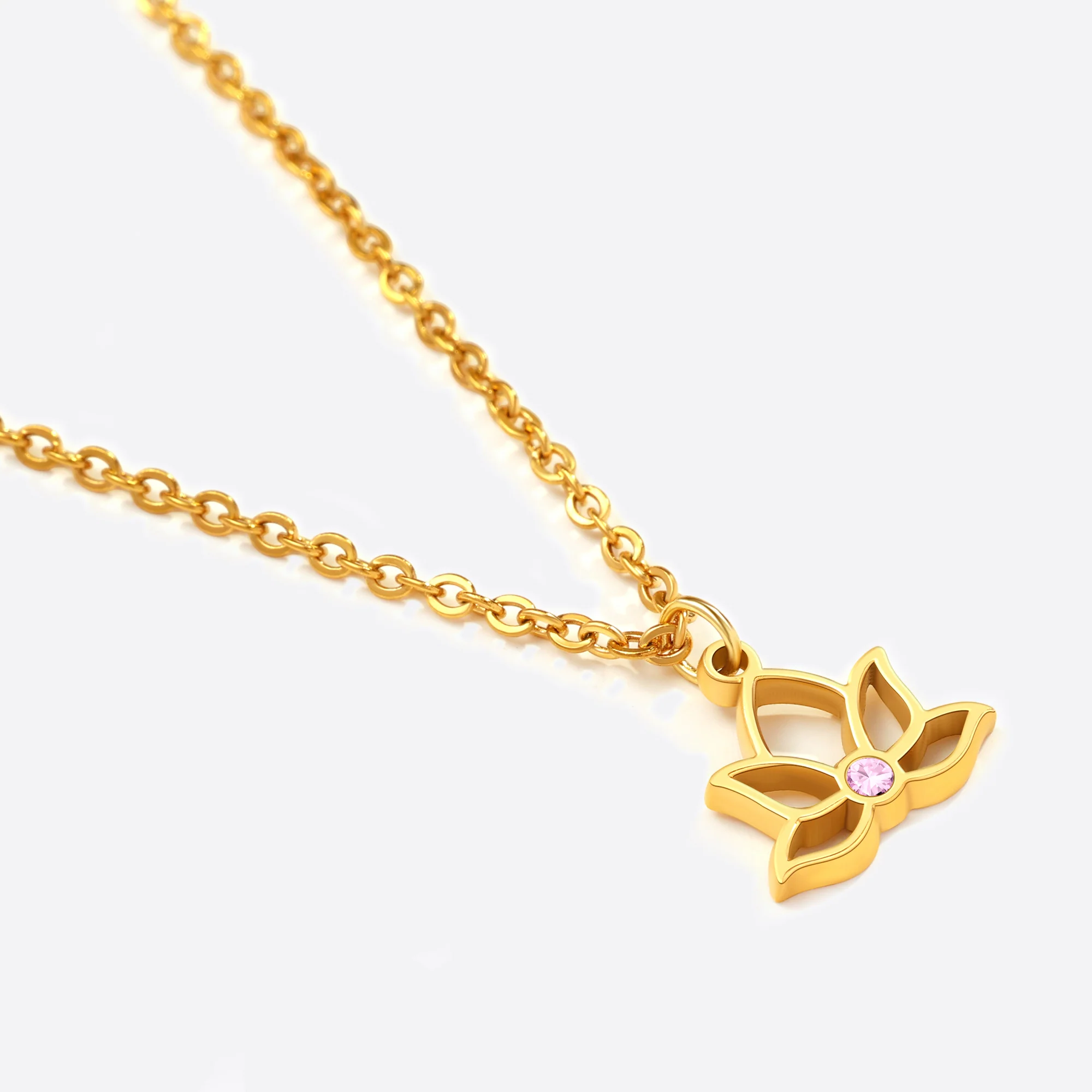 Mini Lotus Birthstone Pendant Necklace - Image 29