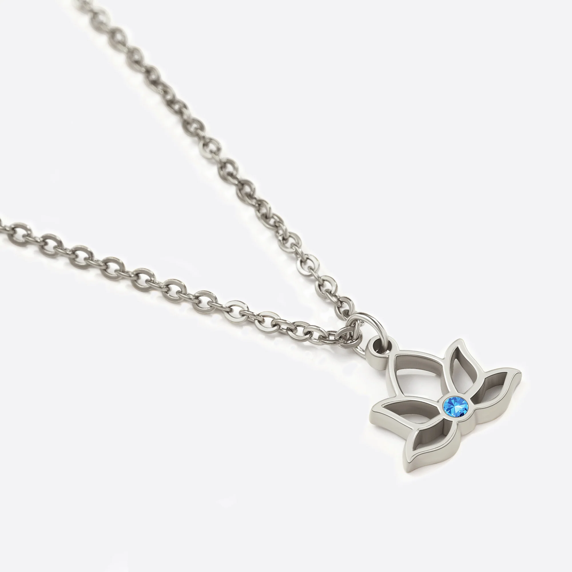 Mini Lotus Birthstone Pendant Necklace - Image 32
