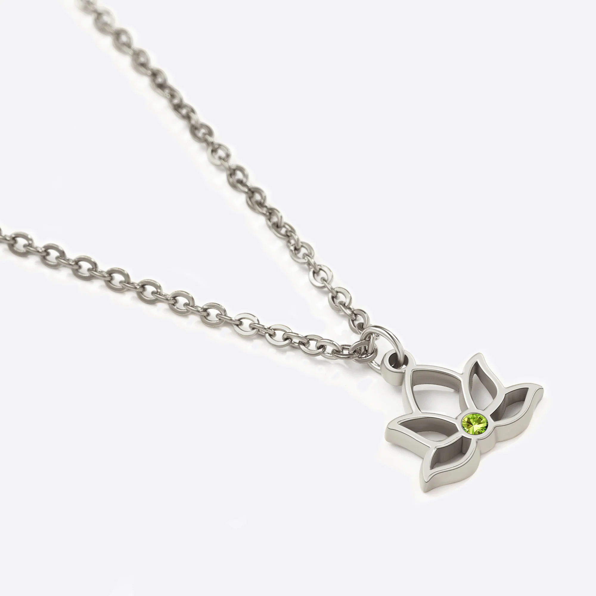 Mini Lotus Birthstone Pendant Necklace - Image 36