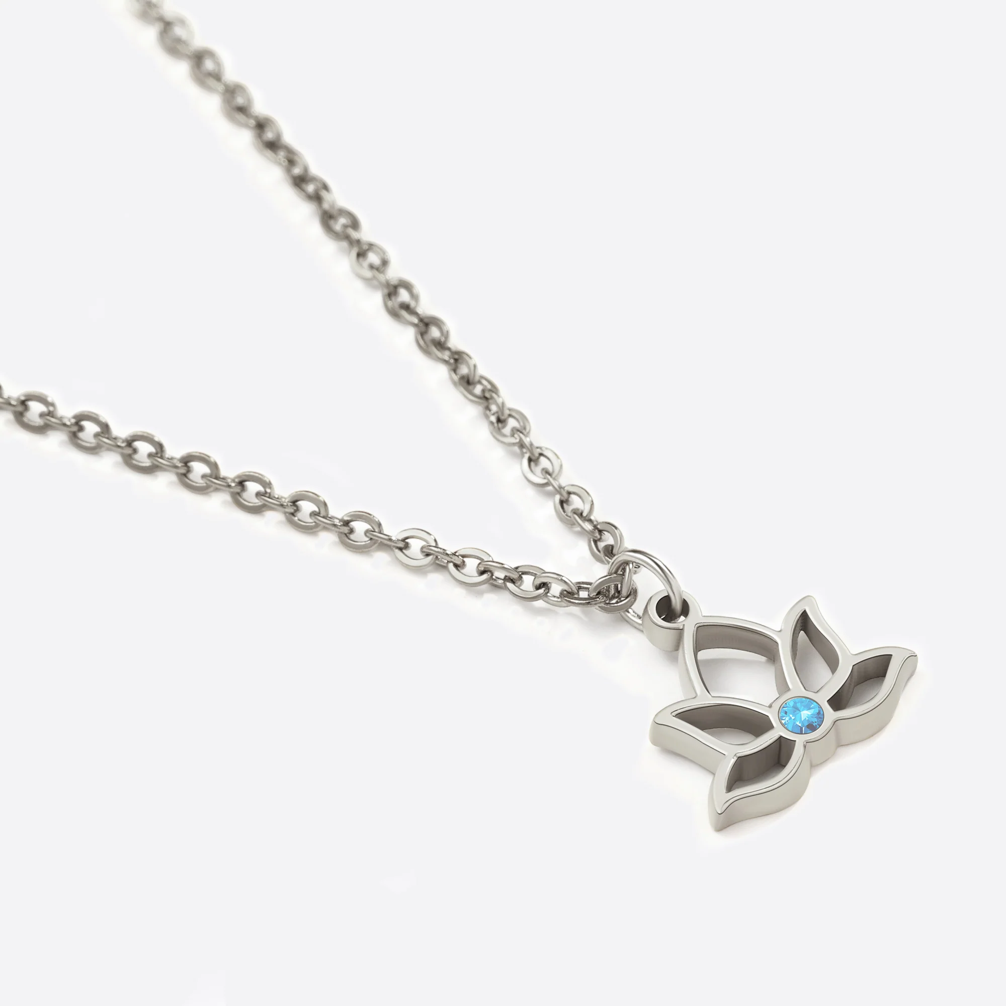 Mini Lotus Birthstone Pendant Necklace - Image 9