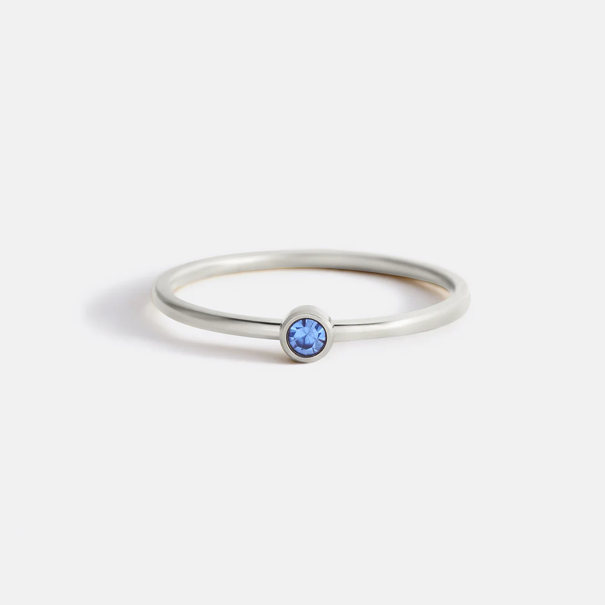 Minimalist Bezel-Set December Birthstone Stacking Band - Image 6