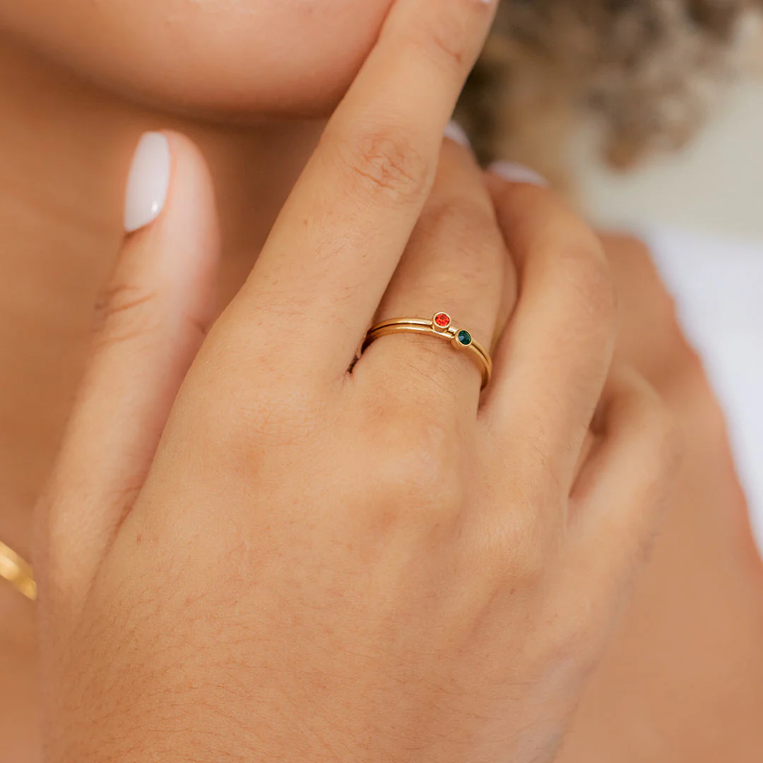 Minimalist Bezel-Set June Birthstone Stacking Band - Image 3