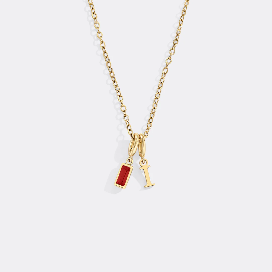 Minimalist Initial Necklace with Birthstone Charm - Image 17