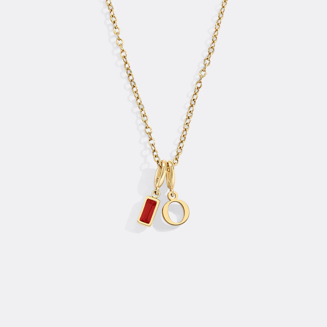 Minimalist Initial Necklace with Birthstone Charm - Image 27