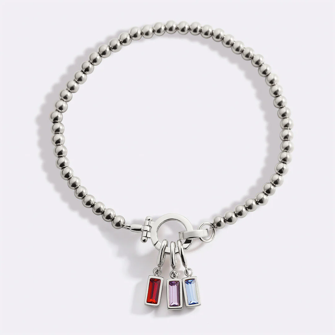Mint Beaded Birthstone Charm Bracelet - Image 30