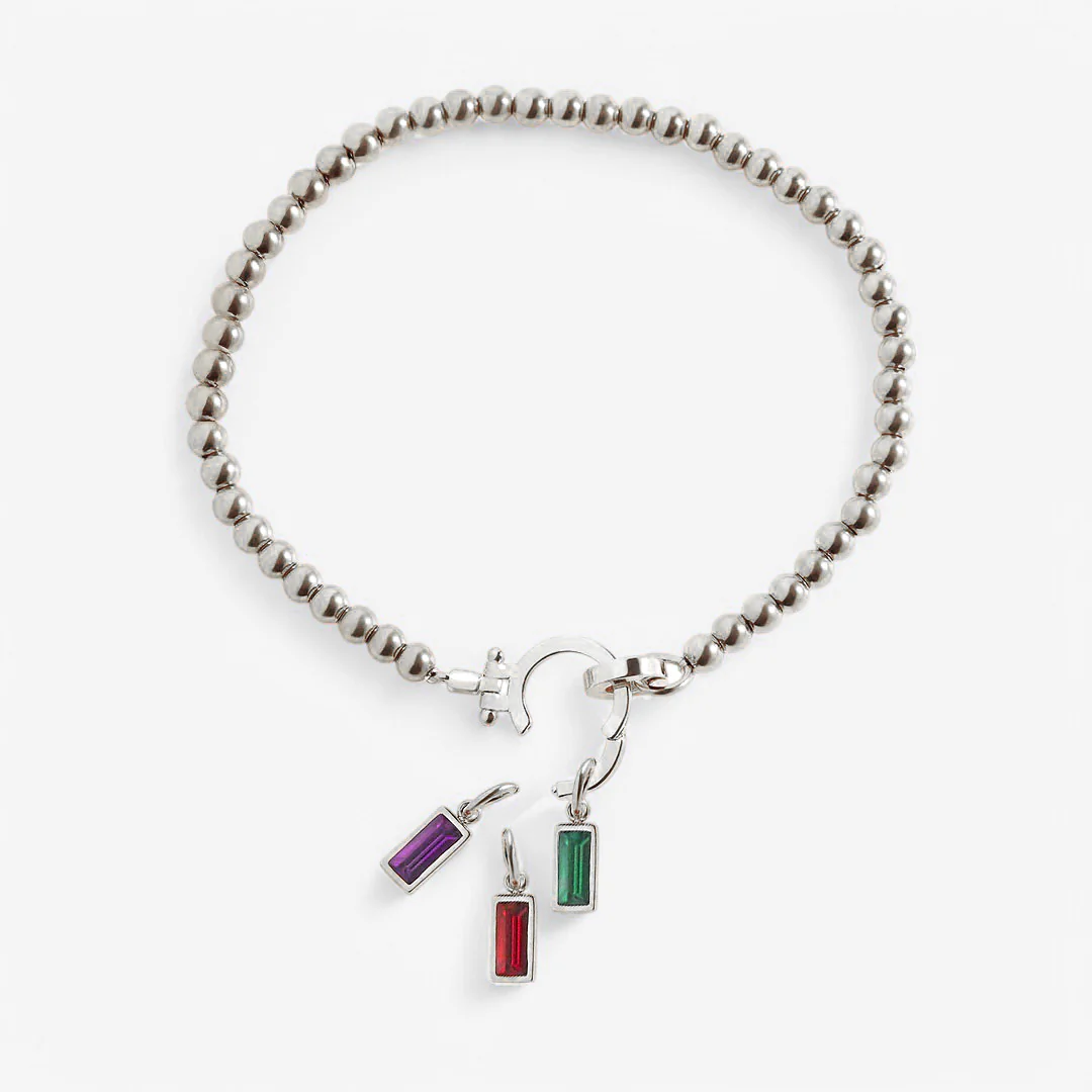 Mint Beaded Birthstone Charm Bracelet - Image 5