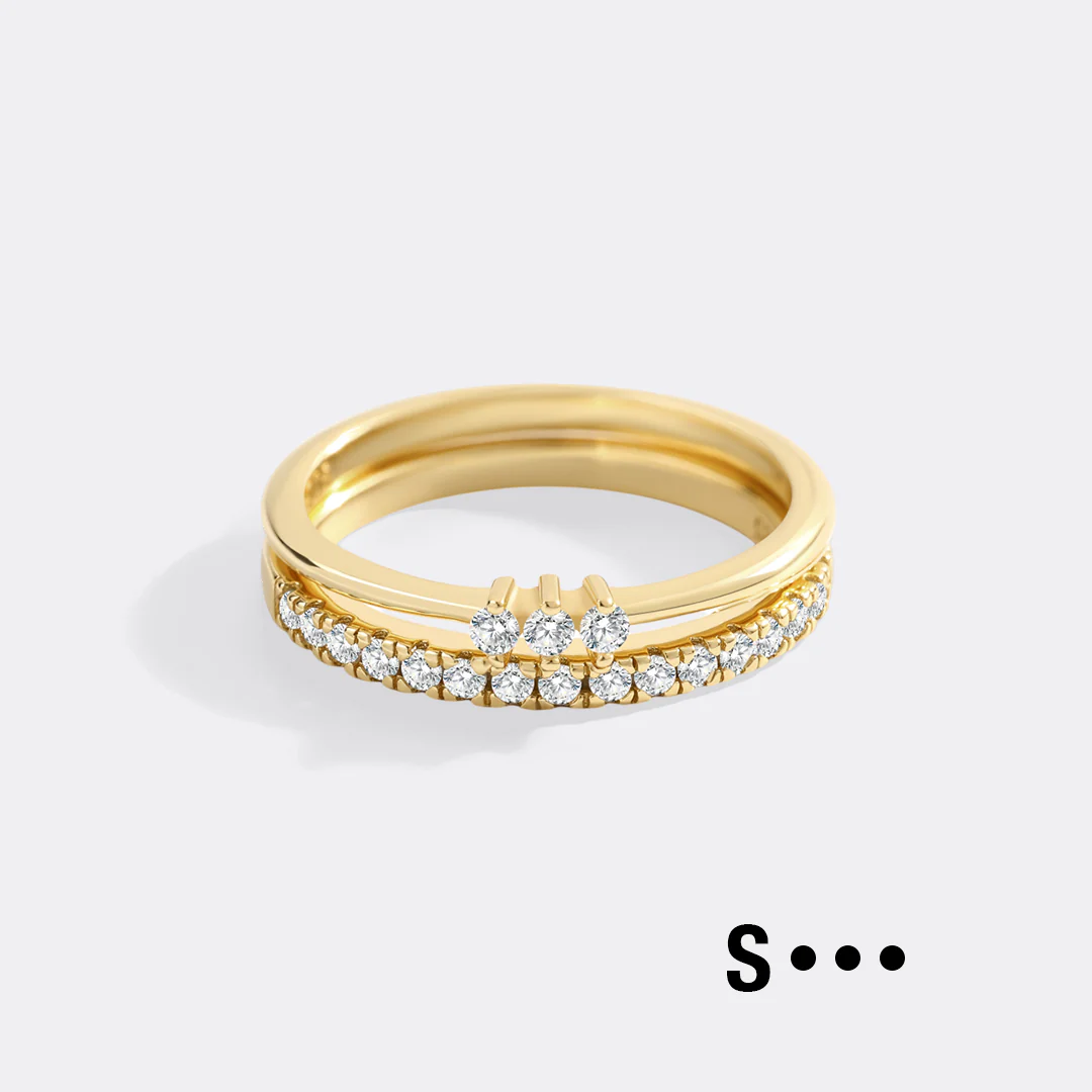 Morse Code and Micro Pave Eternity Ring Stacking Set - Image 25