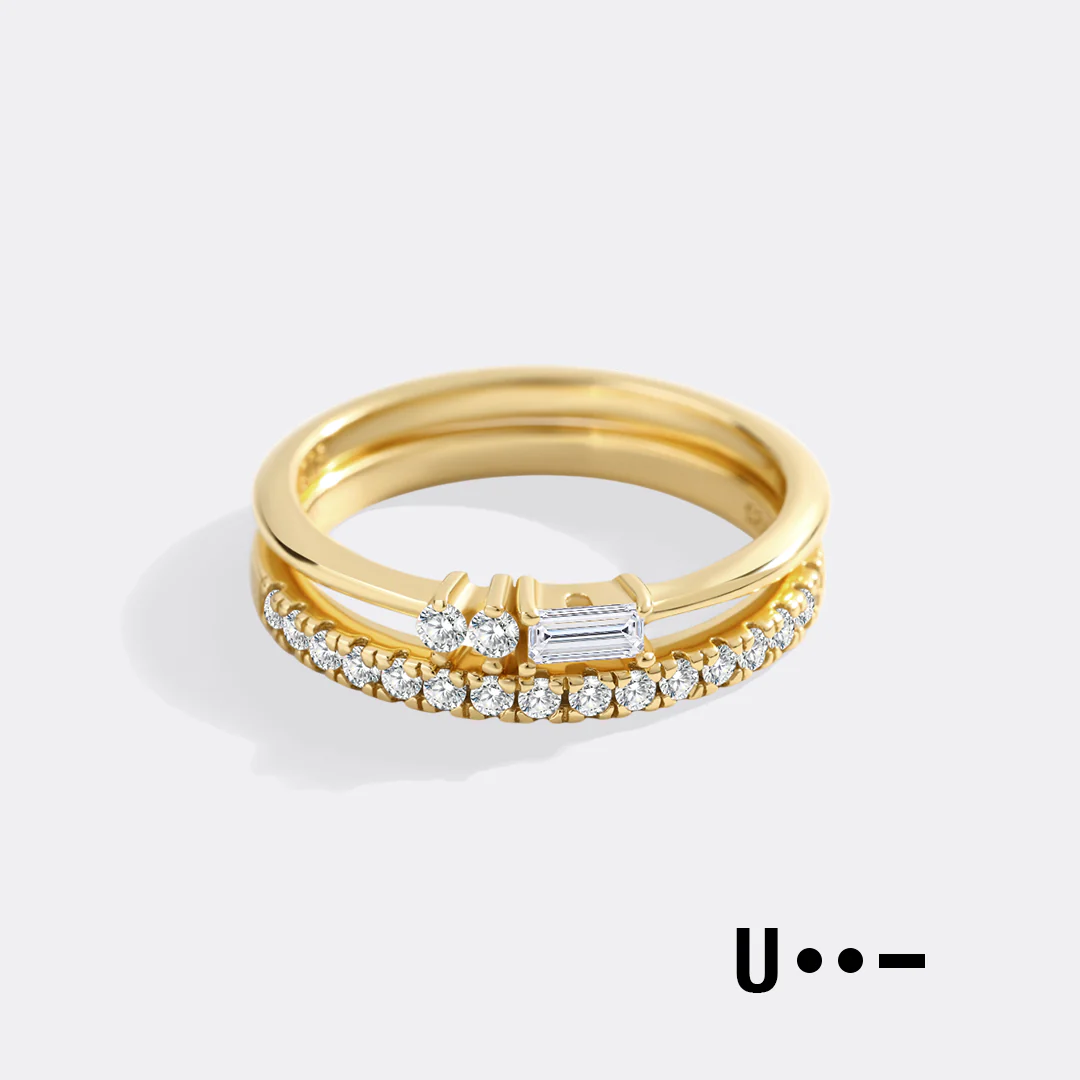 Morse Code and Micro Pave Eternity Ring Stacking Set - Image 27