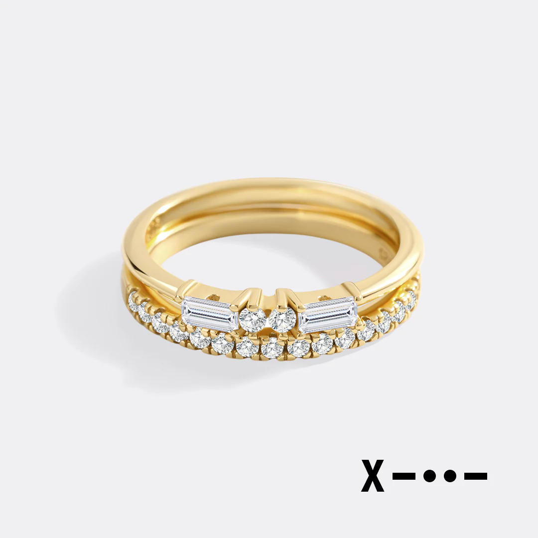 Morse Code and Micro Pave Eternity Ring Stacking Set - Image 30
