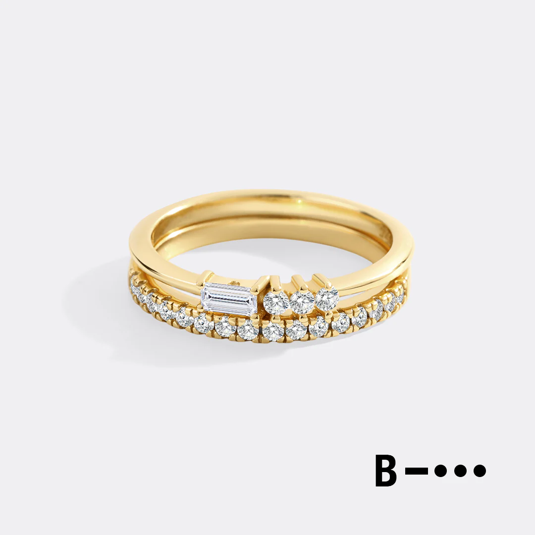 Morse Code and Micro Pave Eternity Ring Stacking Set - Image 8