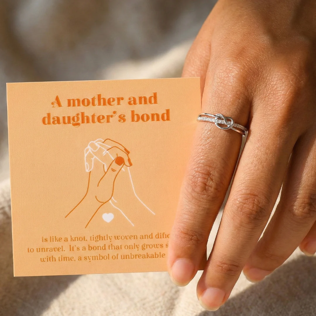 Mother & Daughter Bond Double Band Knot Ring - Image 13
