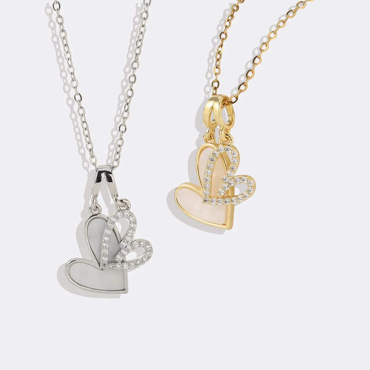 Mother of Pearl & Pave Hearts Necklace - Image 15