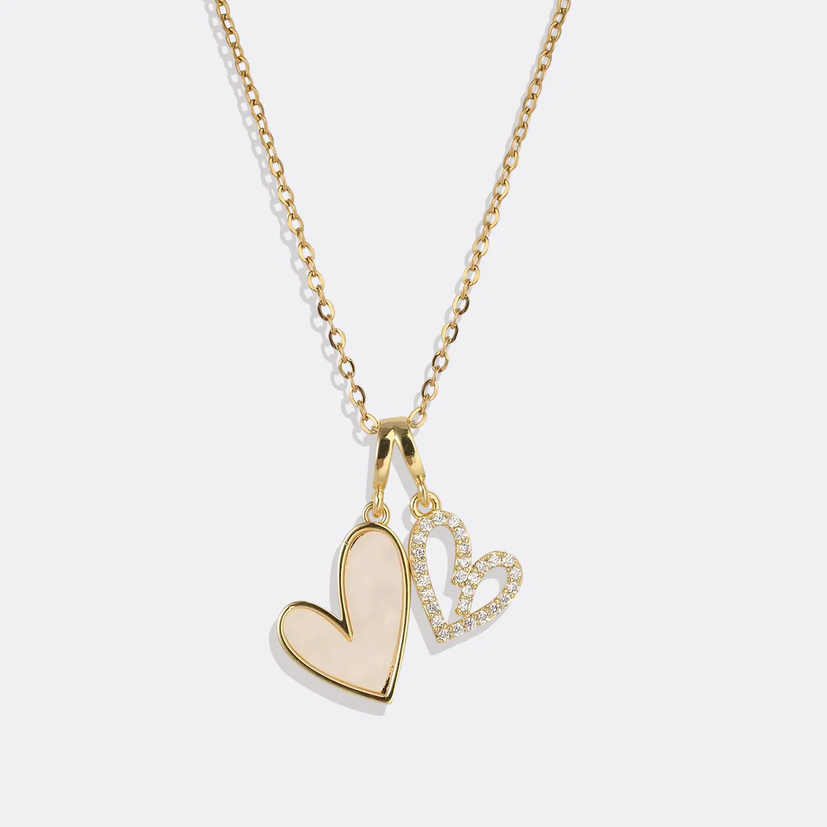 Mother of Pearl & Pave Hearts Necklace - Image 3