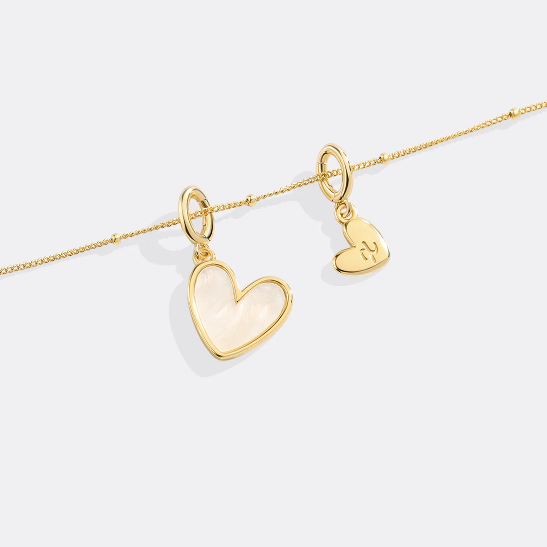 Mother Of Pearl Heart Initial Necklace - Image 25
