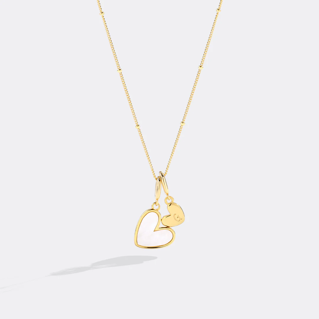 Mother Of Pearl Heart Initial Necklace - Image 35