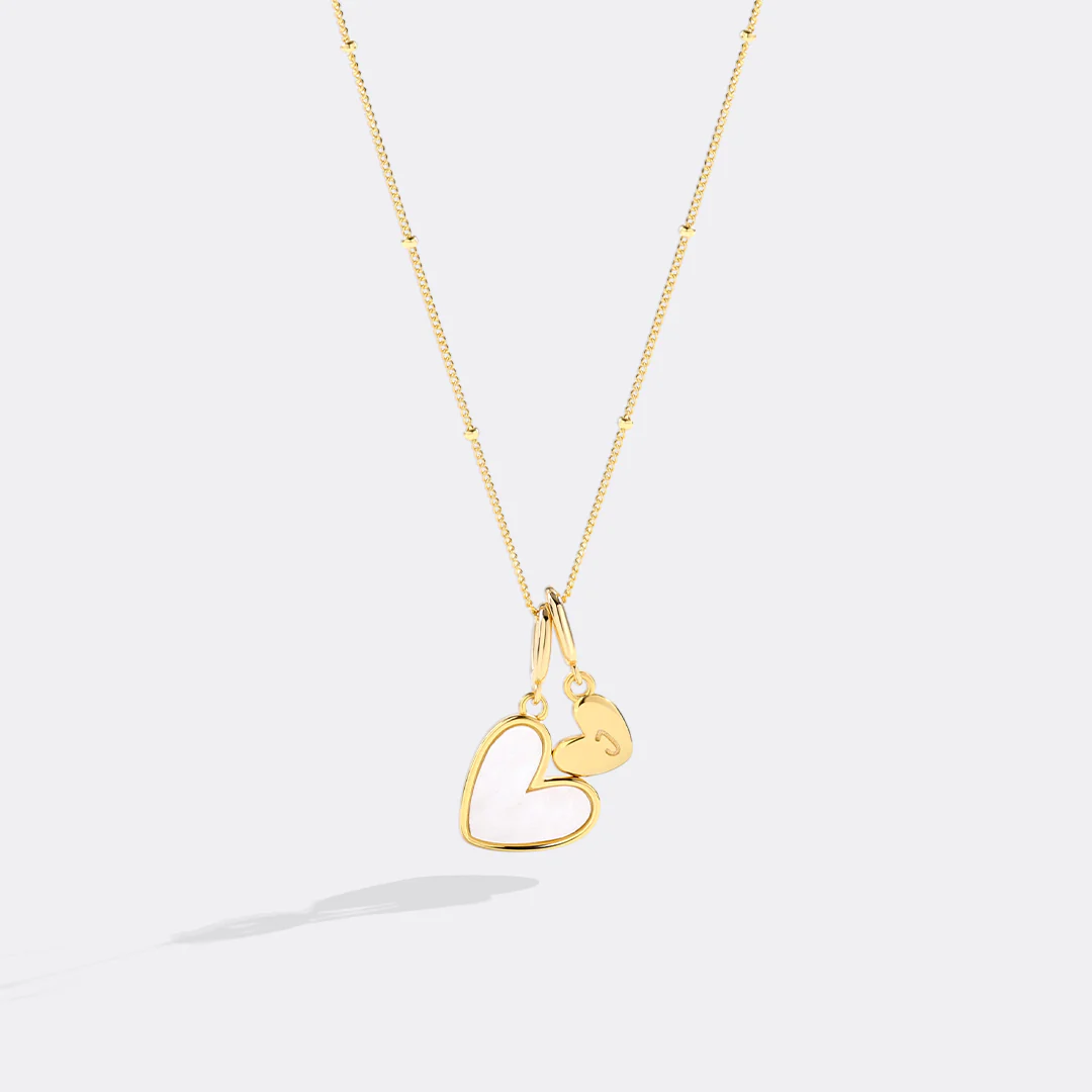 Mother Of Pearl Heart Initial Necklace - Image 38