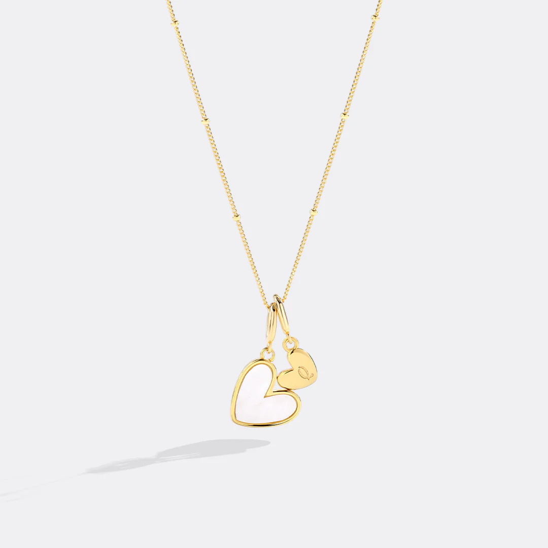 Mother Of Pearl Heart Initial Necklace - Image 45