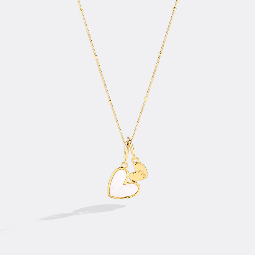 Mother Of Pearl Heart Initial Necklace - Image 54