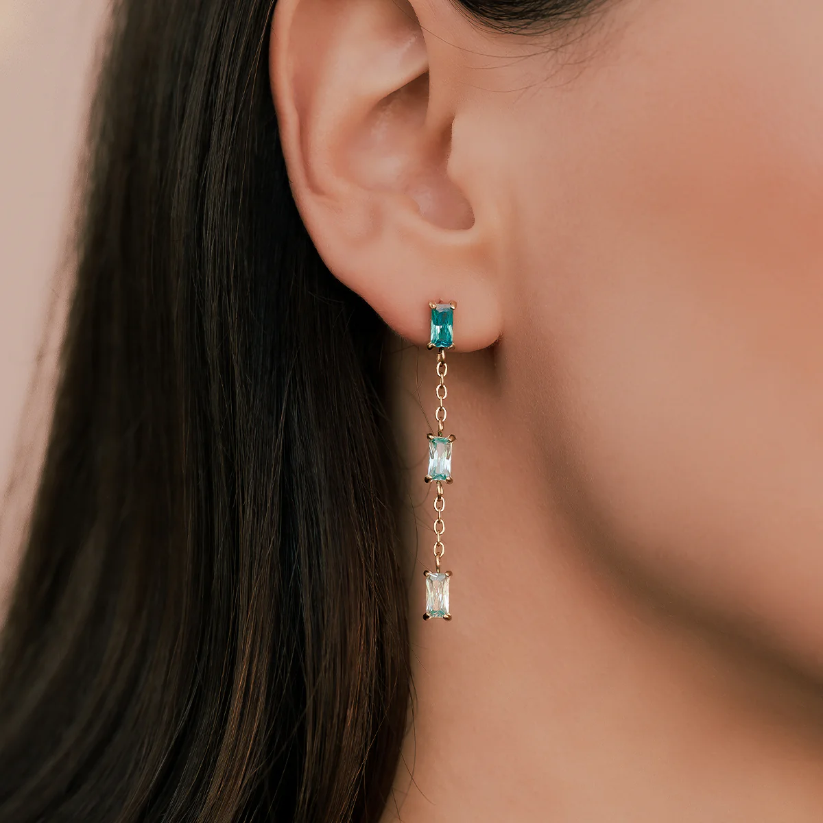 Ombre Baguette Dangle Earrings - Image 10